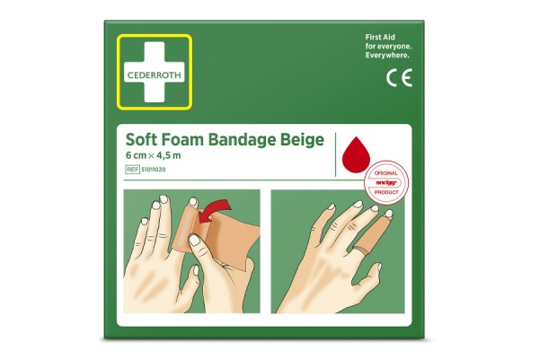 bandaż piankowy beżowy cederroth soft foam bandage 6 cm x 4,5 m cederroth plastry 7